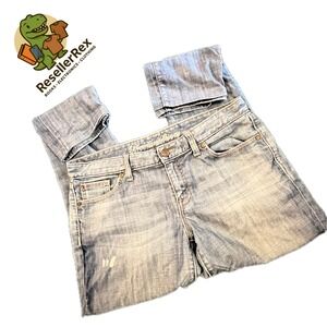 Gap Premium Skinny Jeans Women 36in W 30in L Light Blue Distressed Ripped Denim